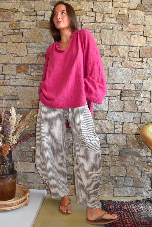 Santos Cushion Cotton Heathcliff Blouse Raspberry?